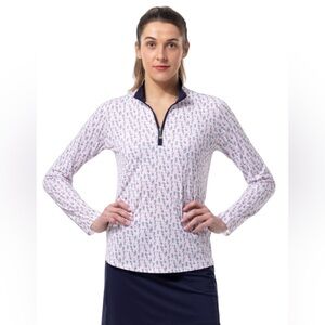 SanSoleil SolCool UPF-50 wine glasses golf sweater size Small